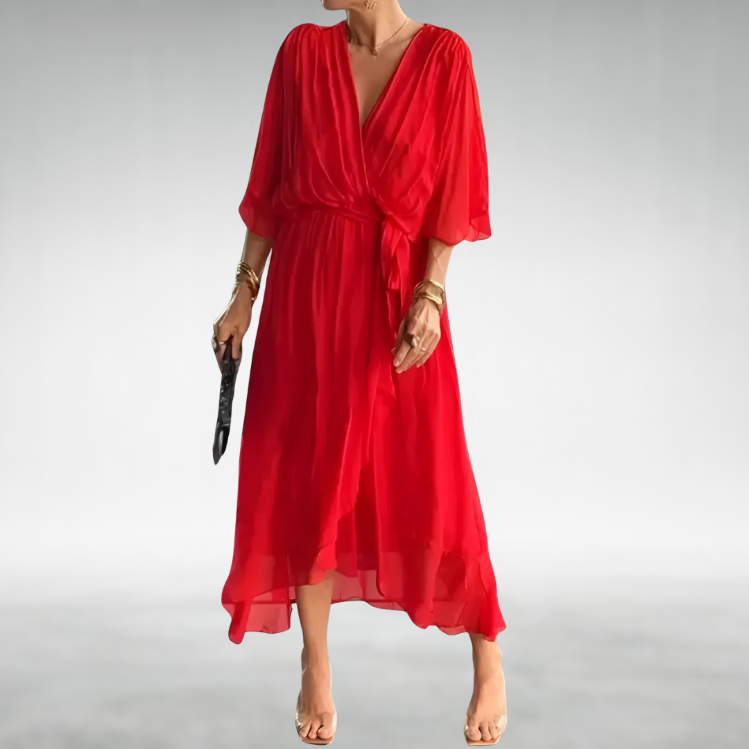 Elegant Women's Summer Airy Maxi Dress with V-Neckline