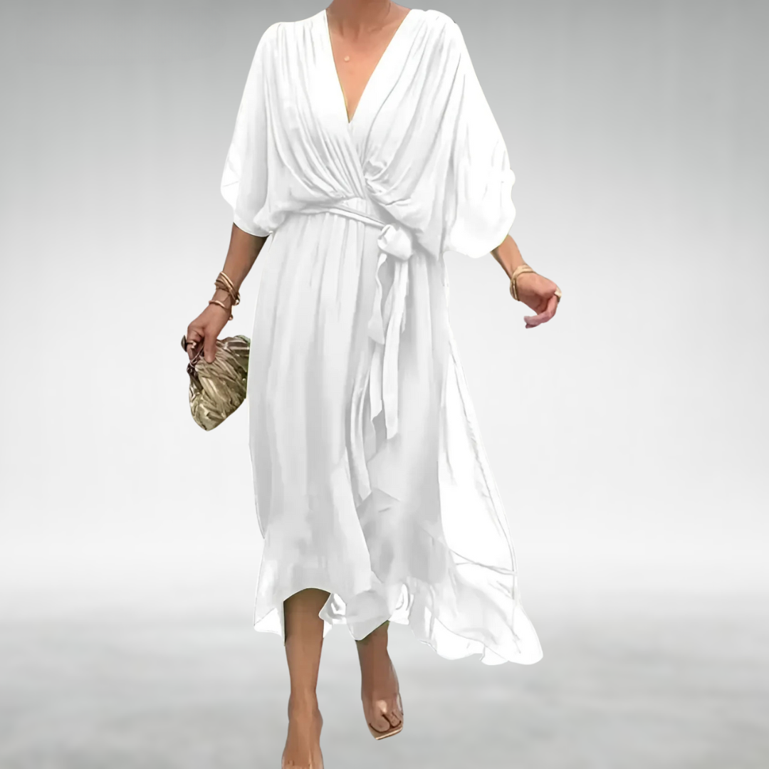 Elegant Women's Summer Airy Maxi Dress with V-Neckline