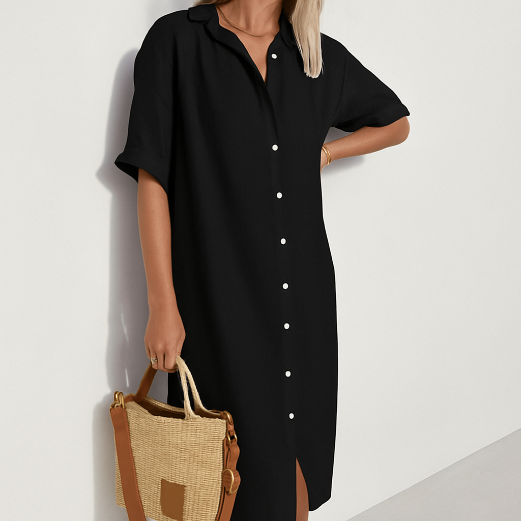 Women’s Classic Versatile Outdoor Linen Shirt Dress