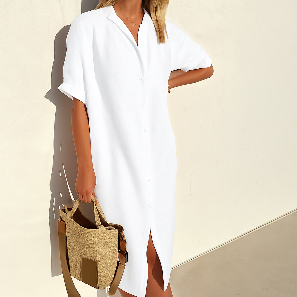 Women’s Classic Versatile Outdoor Linen Shirt Dress