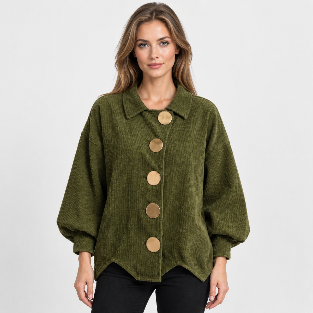 NAJAS | Women’s Corduroy Jacket Oversized Button Vintage Fall Outerwear