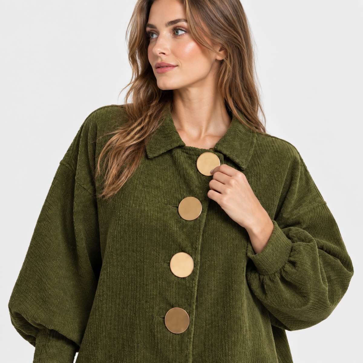 NAJAS | Women’s Corduroy Jacket Oversized Button Vintage Fall Outerwear