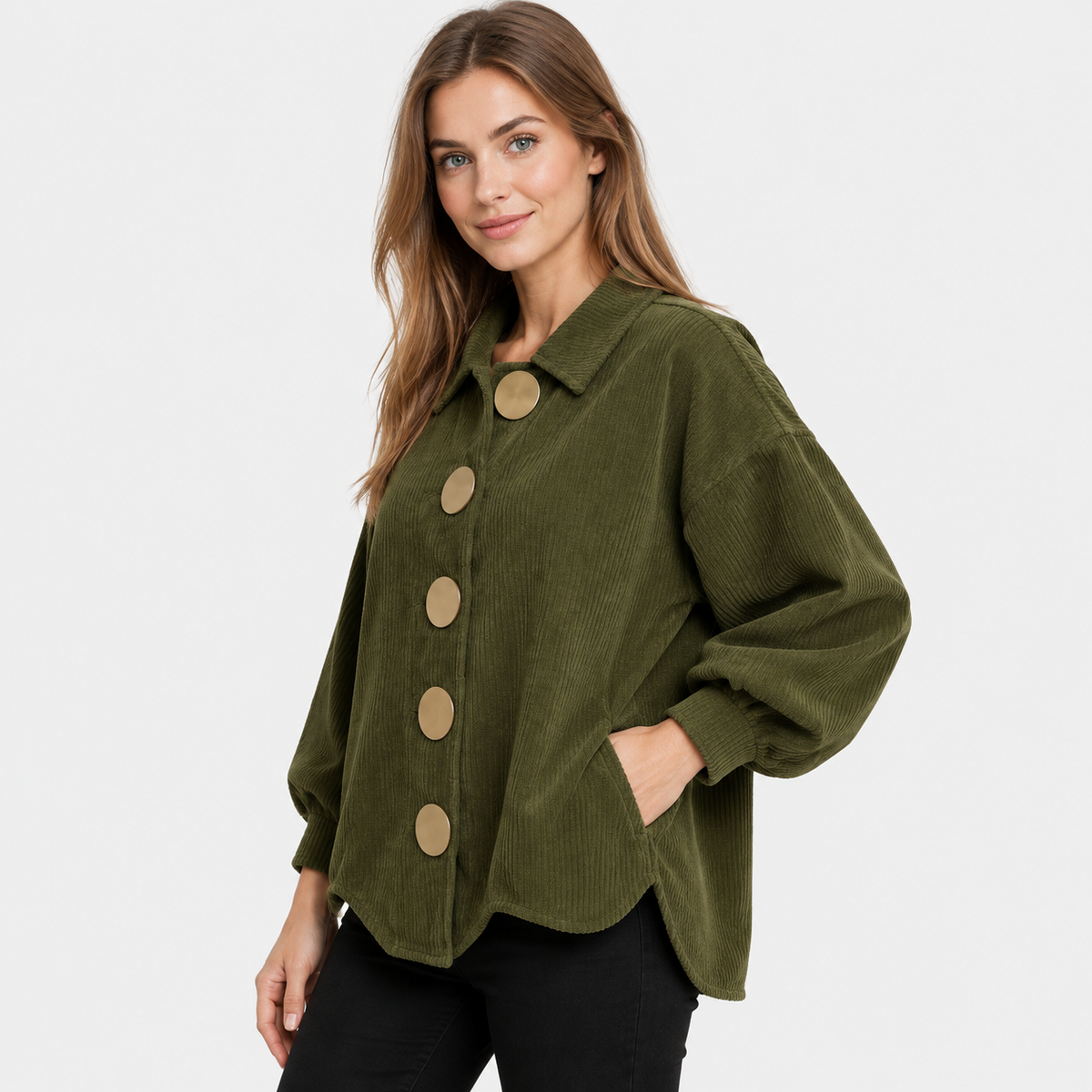 NAJAS | Women’s Corduroy Jacket Oversized Button Vintage Fall Outerwear