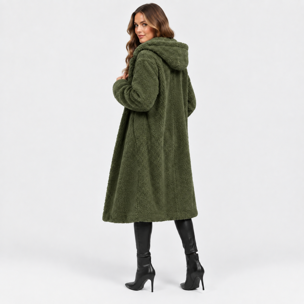 NAJAS | Women’s Teddy Coat Faux Fleece Hooded Long Winter Outerwear
