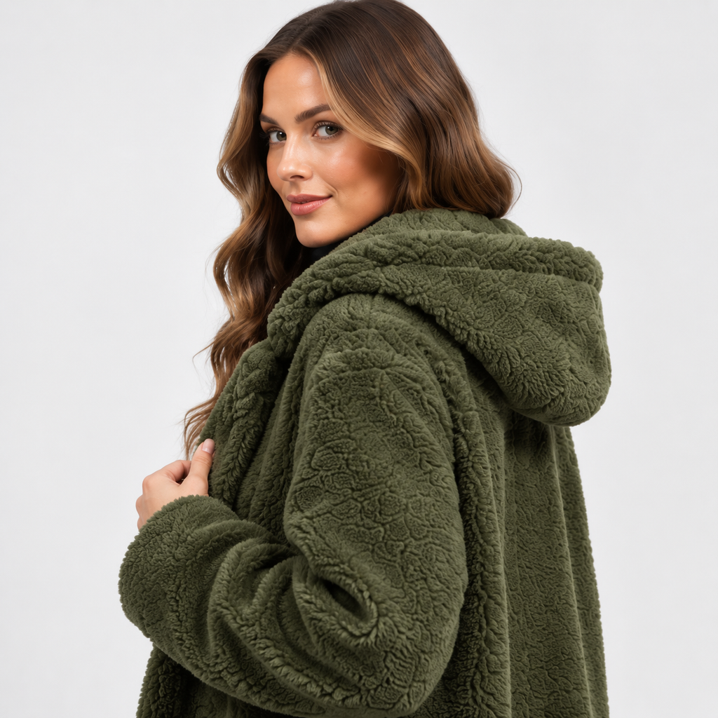 NAJAS | Women’s Teddy Coat Faux Fleece Hooded Long Winter Outerwear