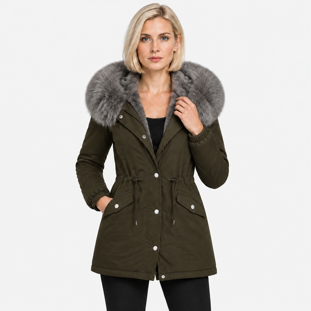 NAJAS | Women's Plush Hooded Jacket Drawstring Warm Winter Outerwear