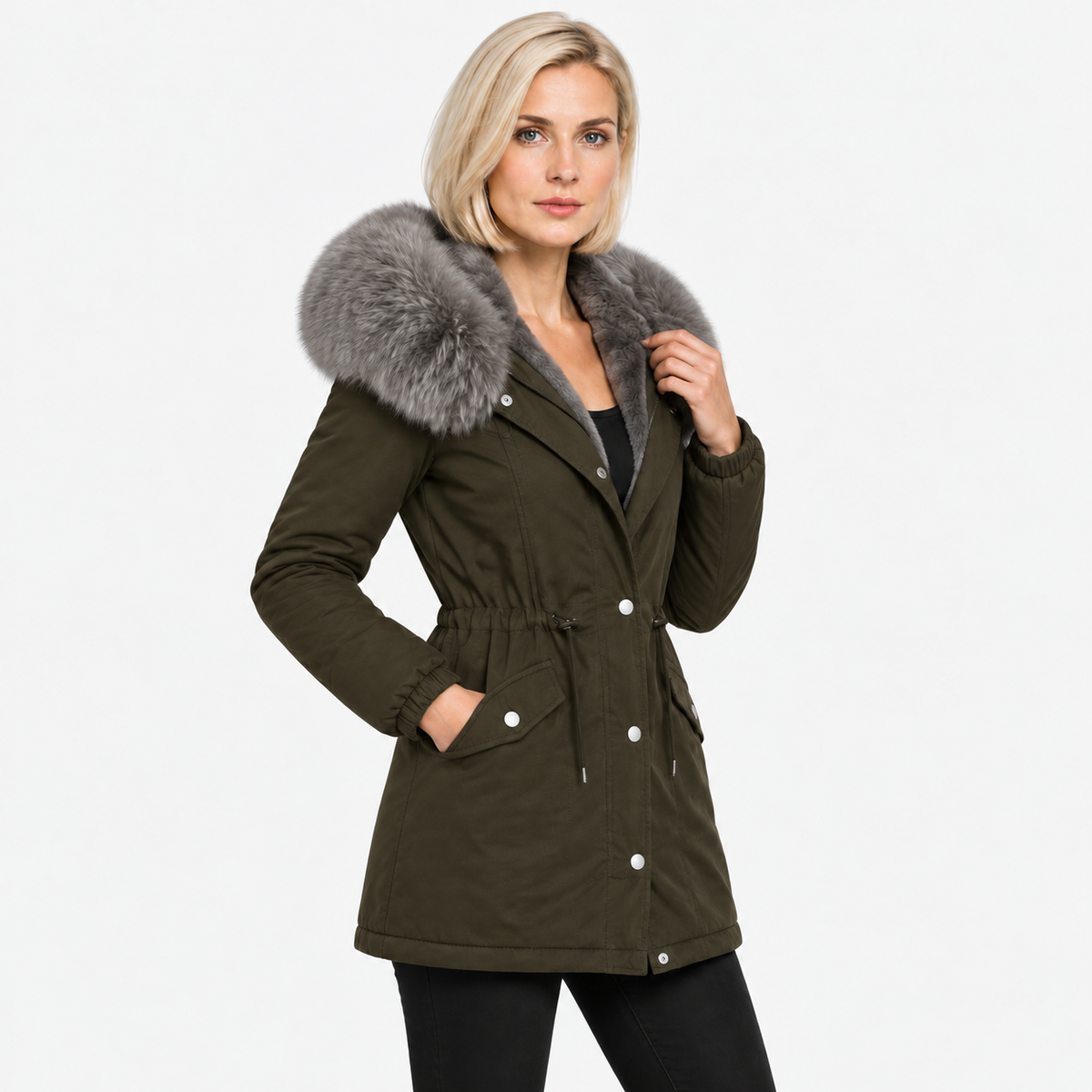 NAJAS | Women's Plush Hooded Jacket Drawstring Warm Winter Outerwear