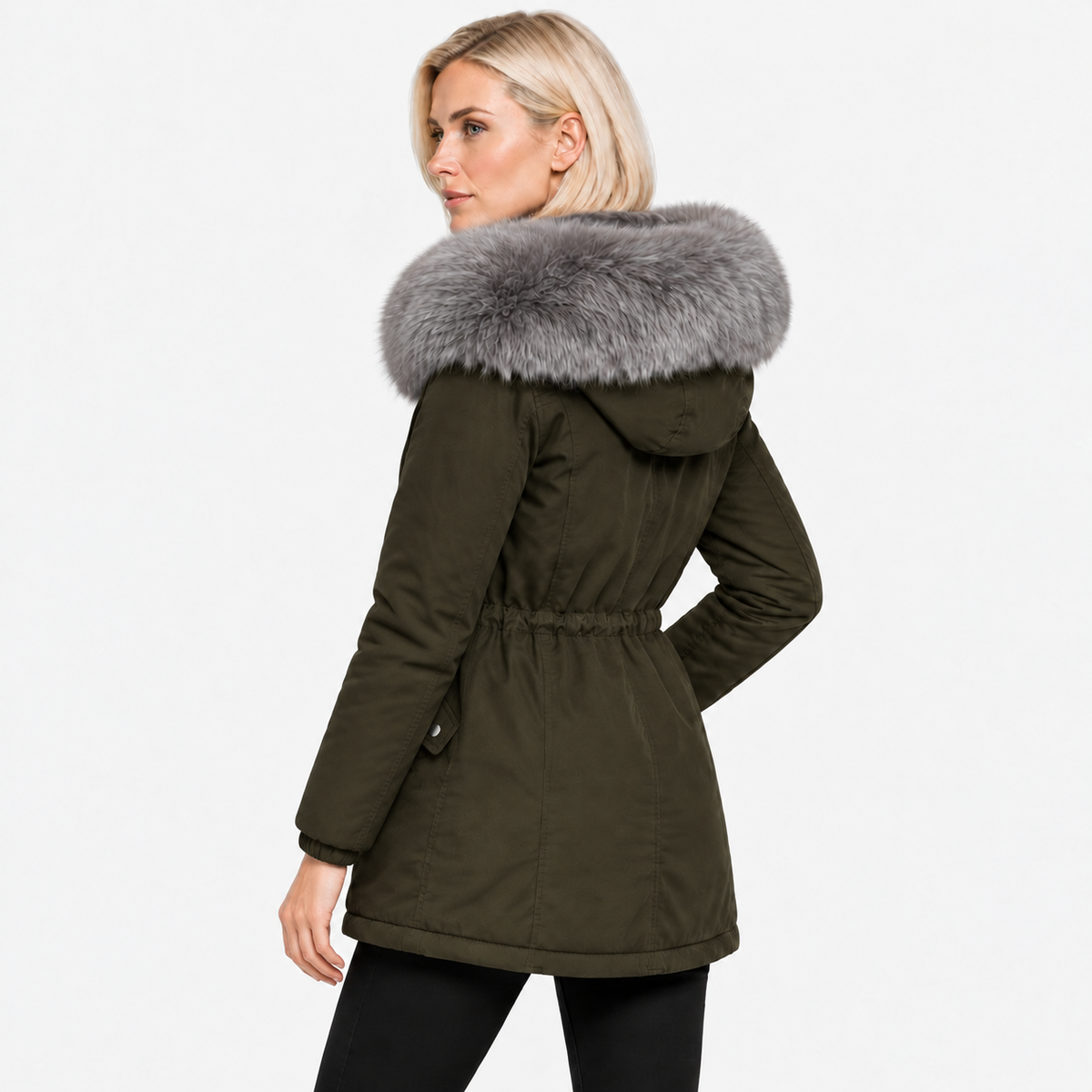 NAJAS | Women's Plush Hooded Jacket Drawstring Warm Winter Outerwear