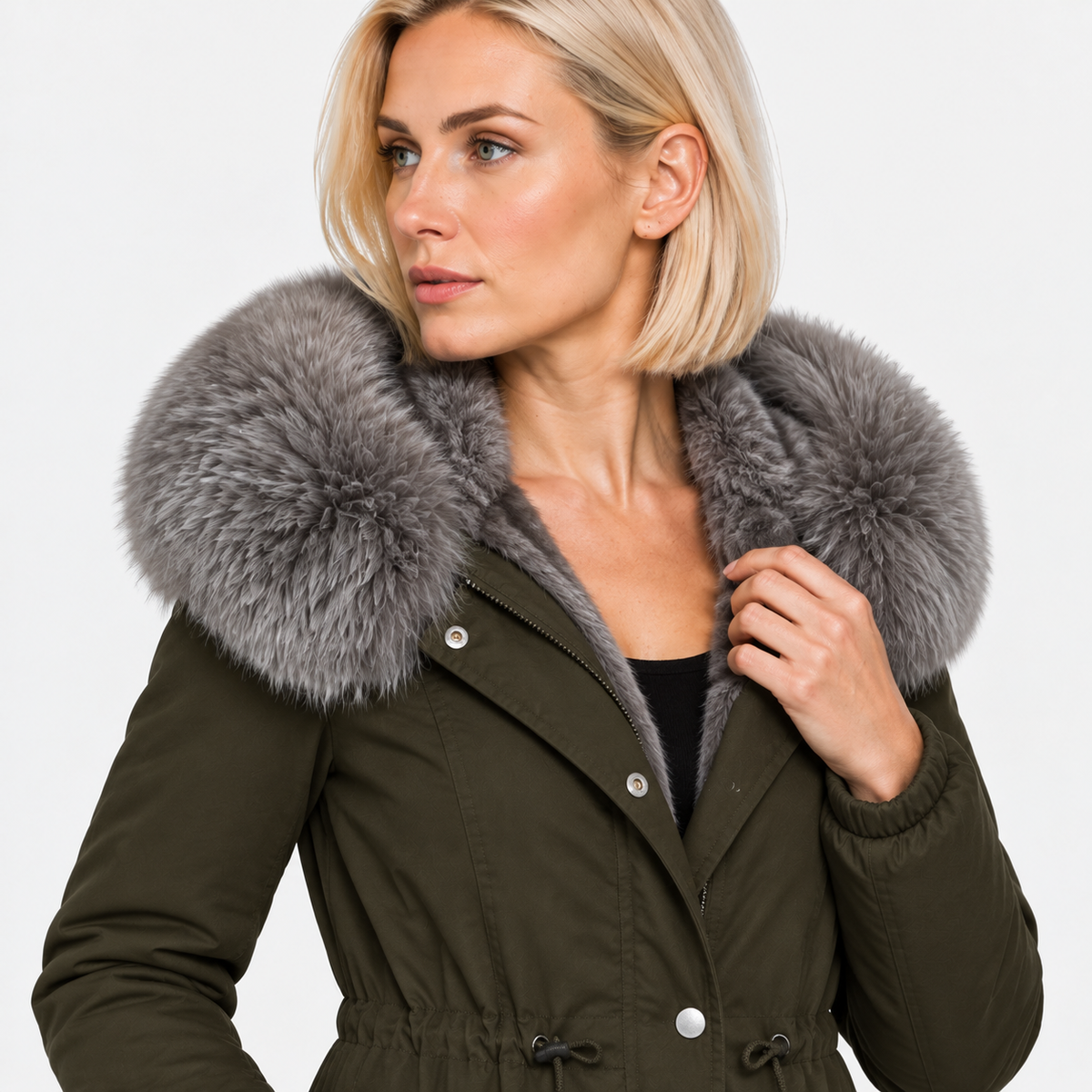 NAJAS | Women's Plush Hooded Jacket Drawstring Warm Winter Outerwear