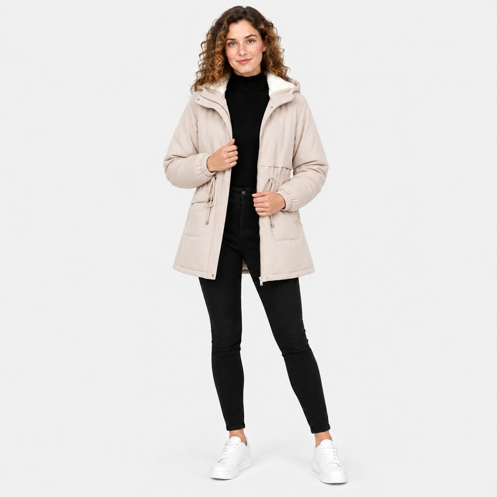 NAJAS | Women’s Fleece Lined Trench Coat Mid Length Winter Jacket