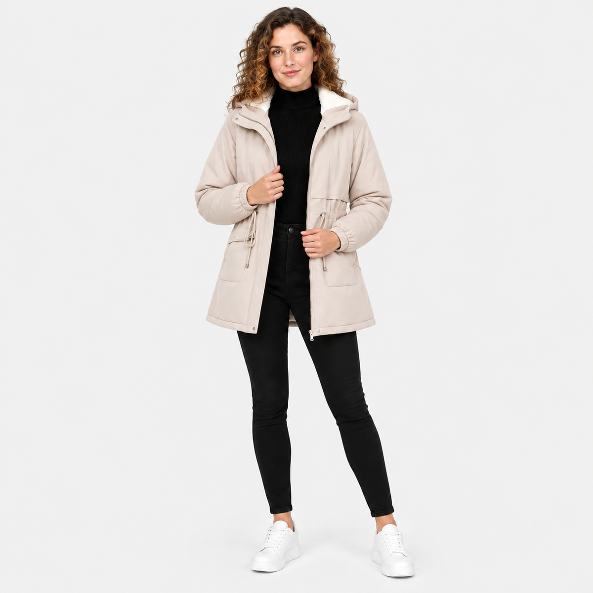 NAJAS | Women’s Fleece Lined Trench Coat Mid Length Winter Jacket