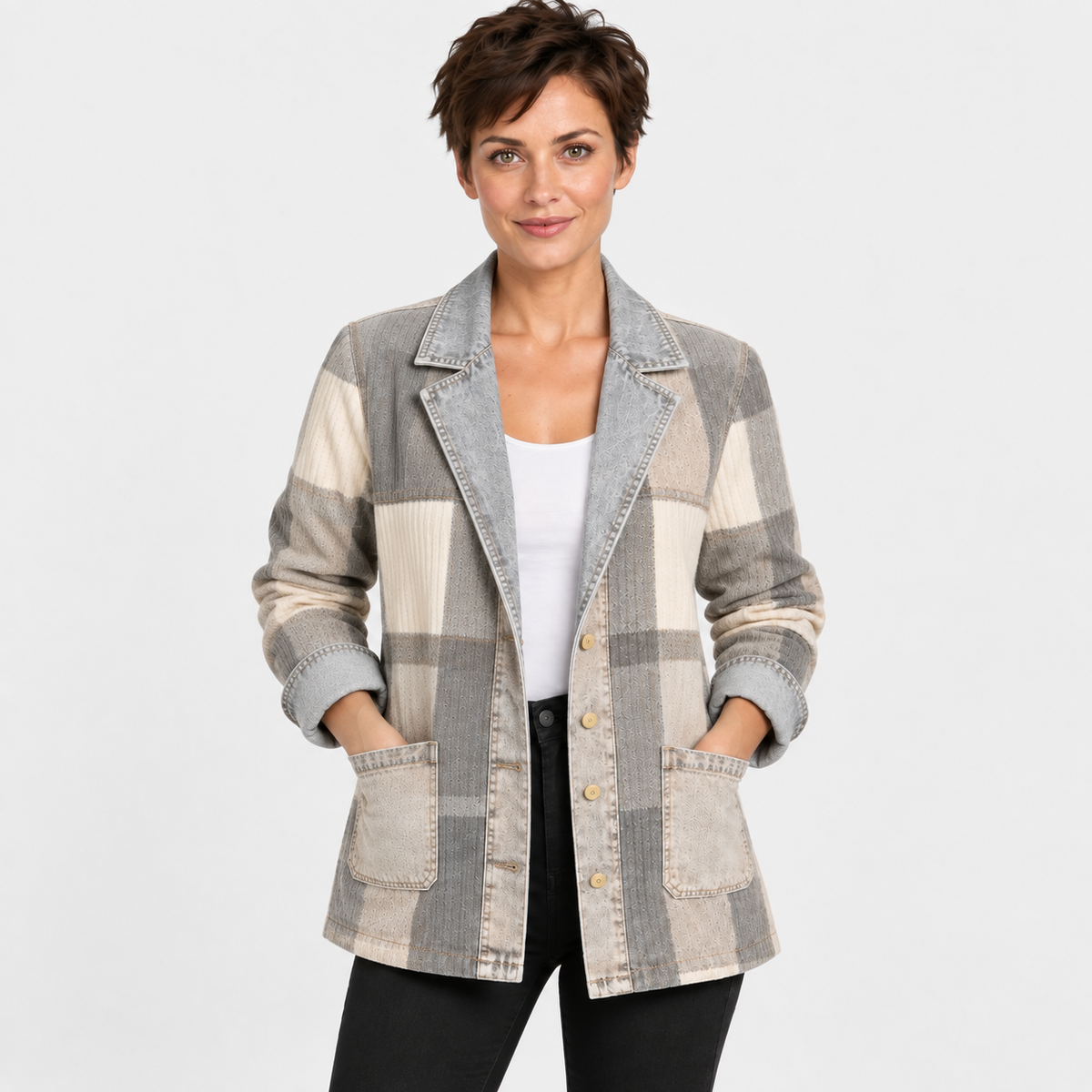NAJAS | Women’s Plaid Cardigan Coat Mid Length Vintage Spring Fall Outerwear