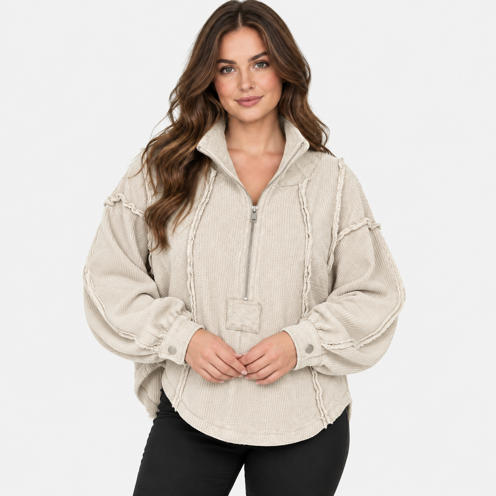 NAJAS | Women’s Pullover Sweater Frayed Hem Casual Fall Winter Knit Top