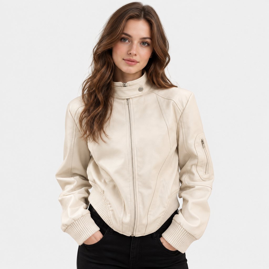 NAJAS | Women’s Retro Leather Look Jacket Loose Fit Casual Coat