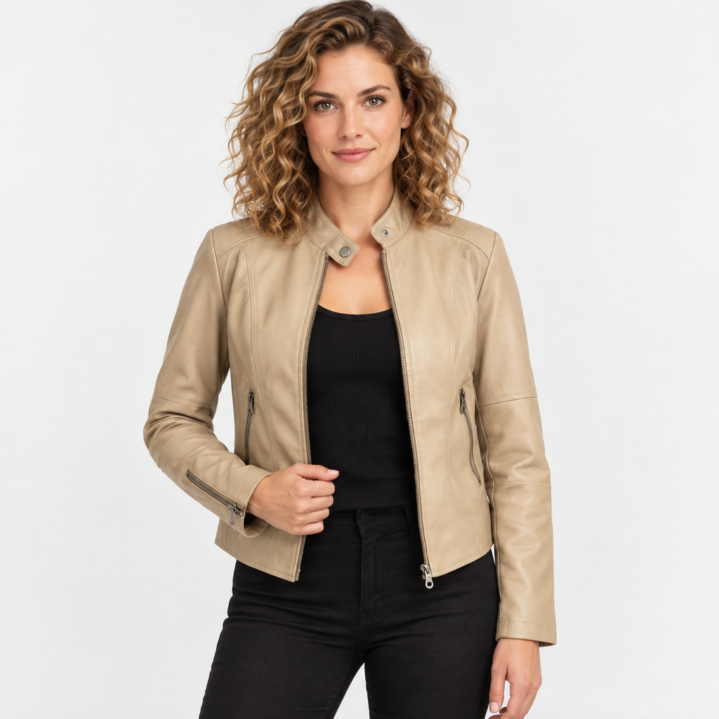 NAJAS | Women’s Leather Jacket Soft Leather Classic Fit Casual Outerwear