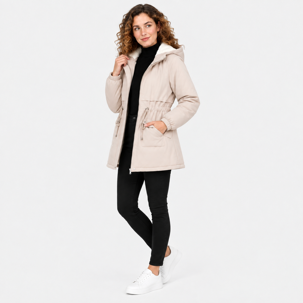 NAJAS | Women’s Fleece Lined Trench Coat Mid Length Winter Jacket