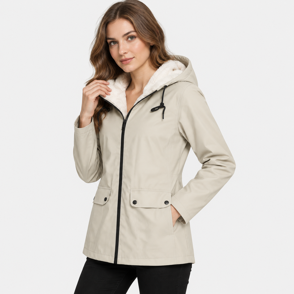 NAJAS | Women's Fleece Lined Hooded Jacket Windproof Winter Outerwear
