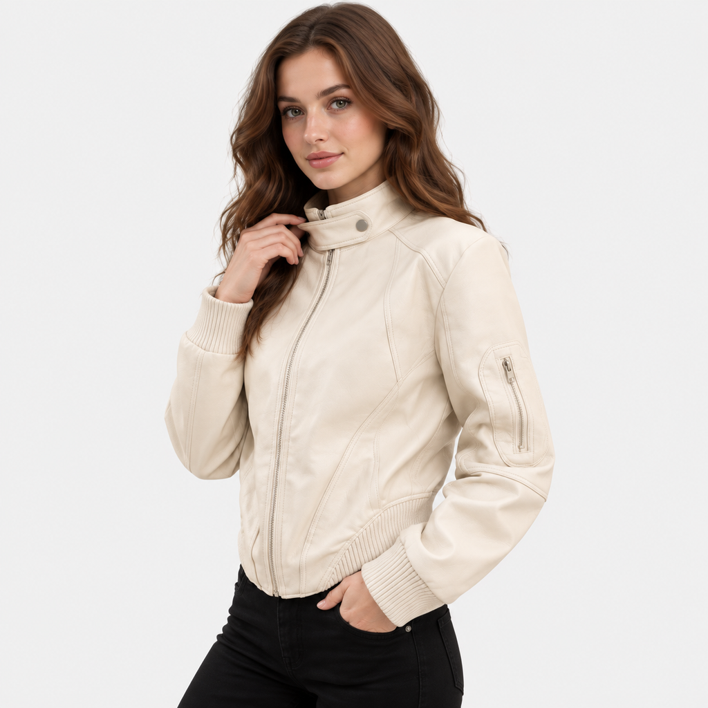 NAJAS | Women’s Retro Leather Look Jacket Loose Fit Casual Coat