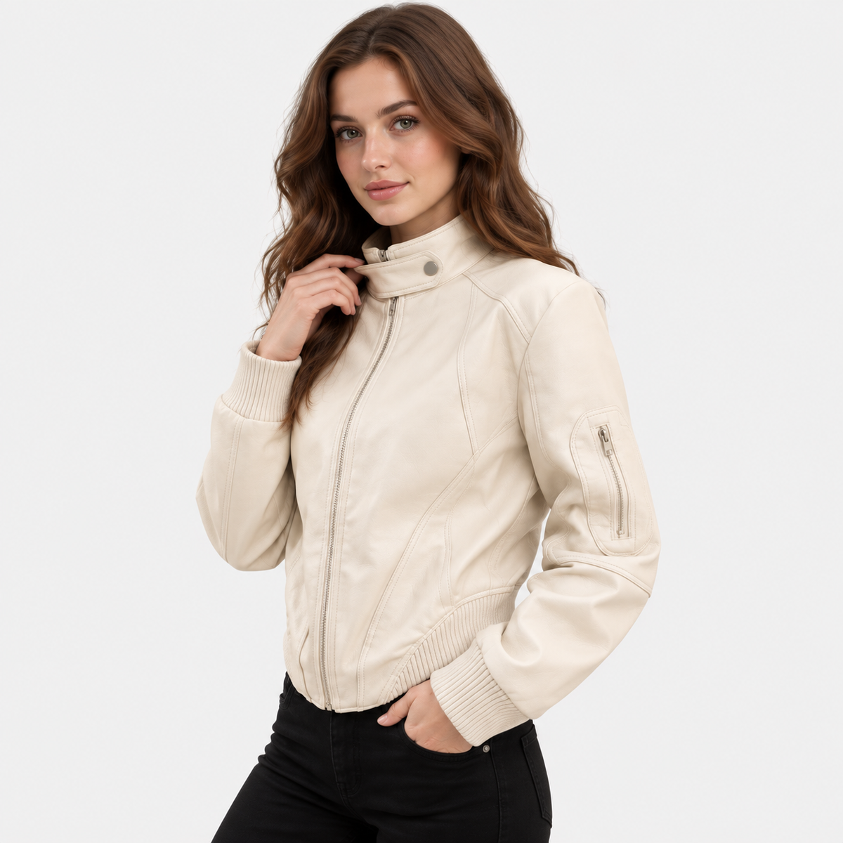 NAJAS | Women’s Retro Leather Look Jacket Loose Fit Casual Coat