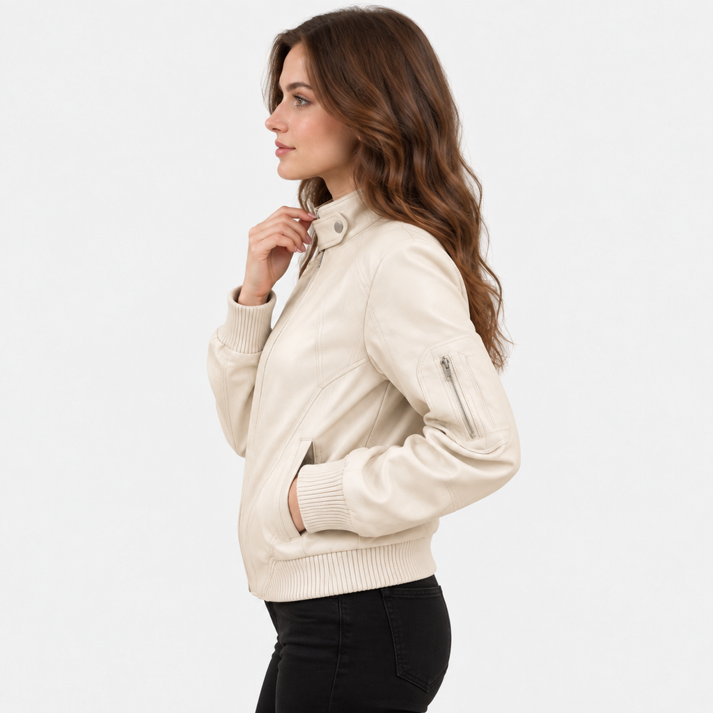 NAJAS | Women’s Retro Leather Look Jacket Loose Fit Casual Coat