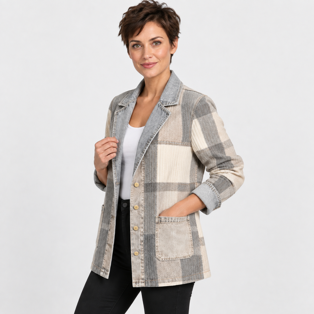 NAJAS | Women’s Plaid Cardigan Coat Mid Length Vintage Spring Fall Outerwear