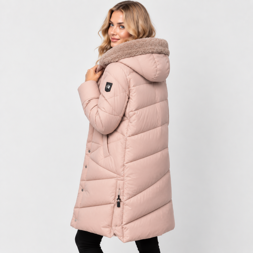 NAJAS | Women’s Mid Length Winter Coat Elegant Commuter Jacket with Pockets
