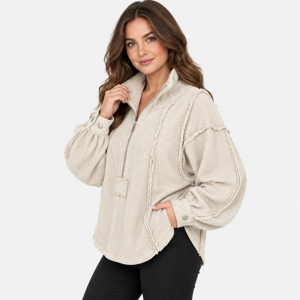 NAJAS | Women’s Pullover Sweater Frayed Hem Casual Fall Winter Knit Top