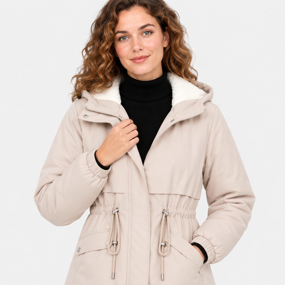 NAJAS | Women’s Fleece Lined Trench Coat Mid Length Winter Jacket