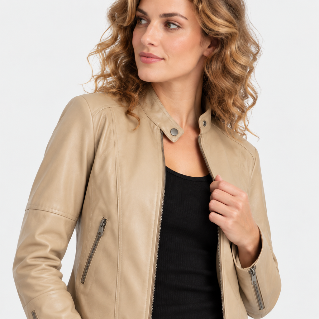 NAJAS | Women’s Leather Jacket Soft Leather Classic Fit Casual Outerwear