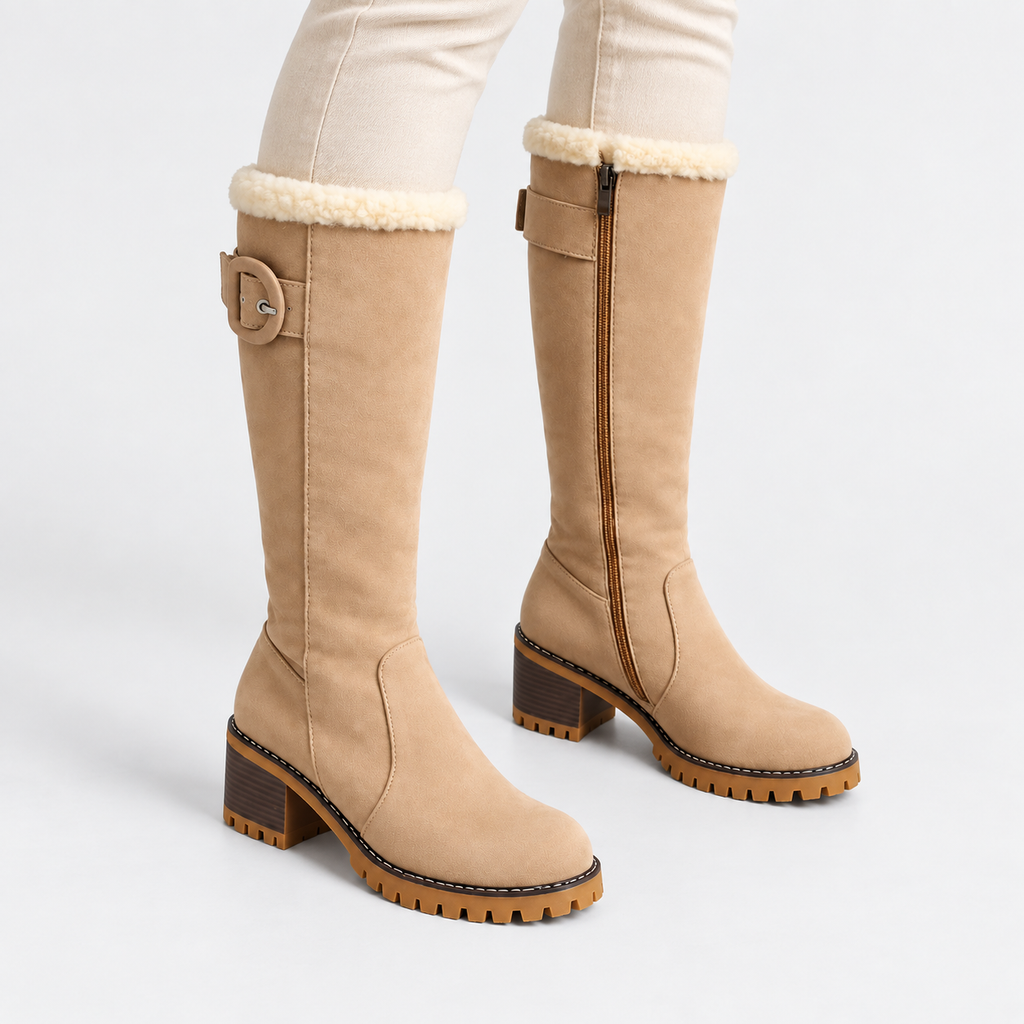 NAJAS | Women’s Knee High Boots Suede Upper Rubber Sole Casual Shoes