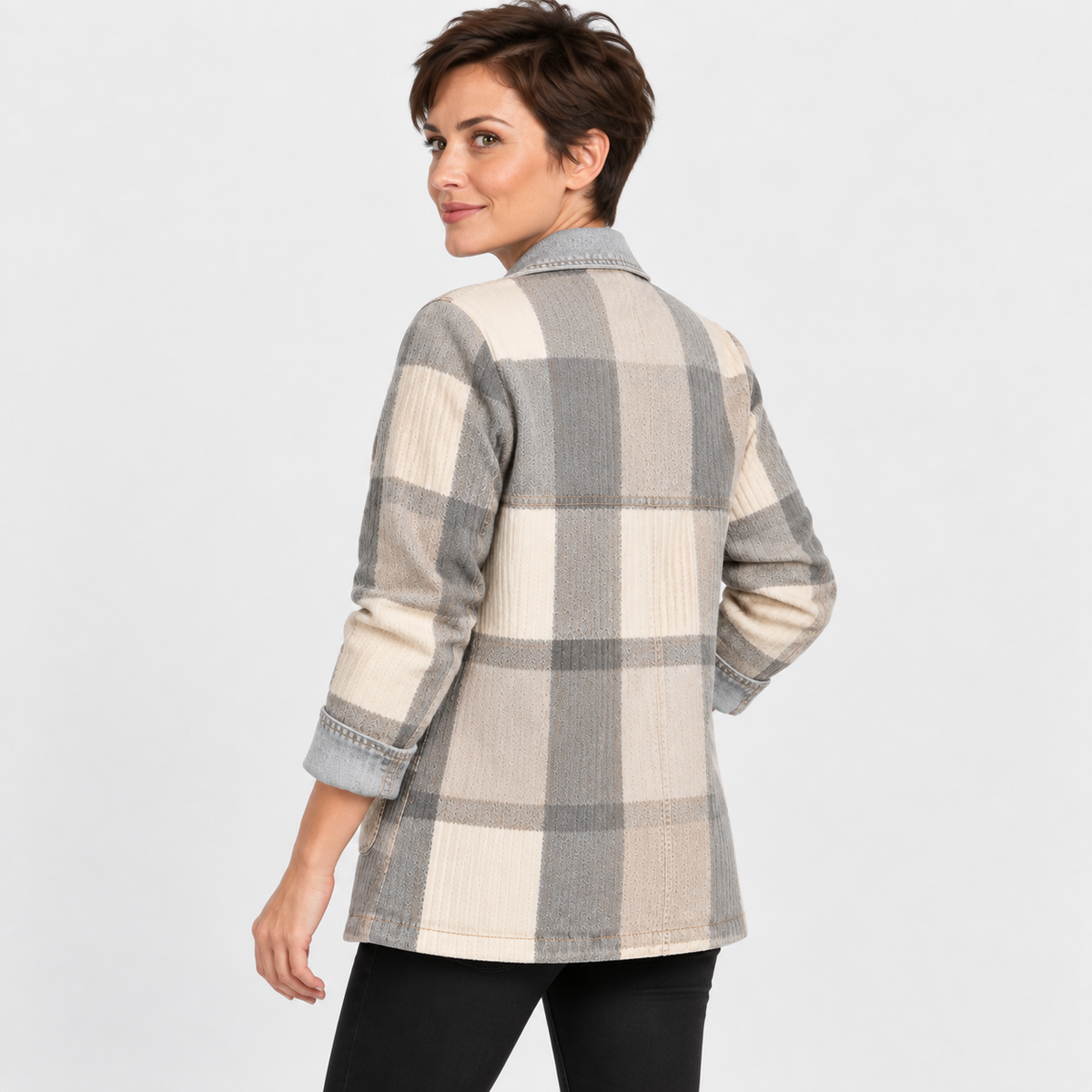 NAJAS | Women’s Plaid Cardigan Coat Mid Length Vintage Spring Fall Outerwear