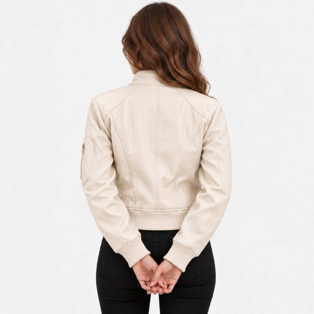 NAJAS | Women’s Retro Leather Look Jacket Loose Fit Casual Coat