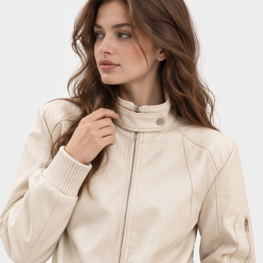 NAJAS | Women’s Retro Leather Look Jacket Loose Fit Casual Coat