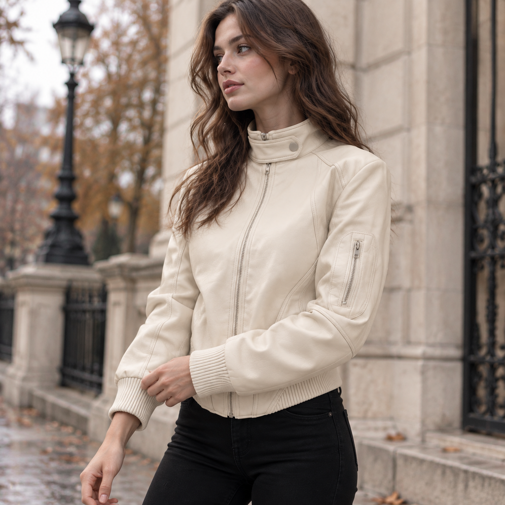 NAJAS | Women’s Retro Leather Look Jacket Loose Fit Casual Coat