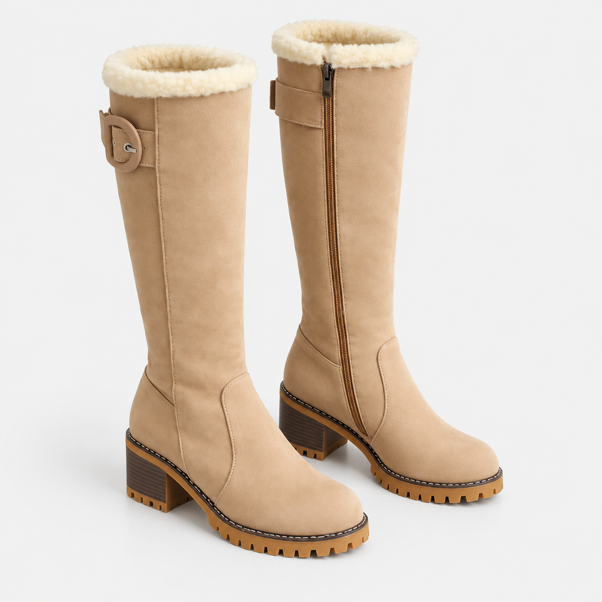 NAJAS | Women’s Knee High Boots Suede Upper Rubber Sole Casual Shoes
