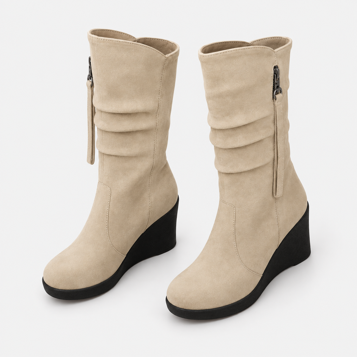 NAJAS | Women’s Suede Chelsea Boots Wedge Heel Waterproof Platform Shoes