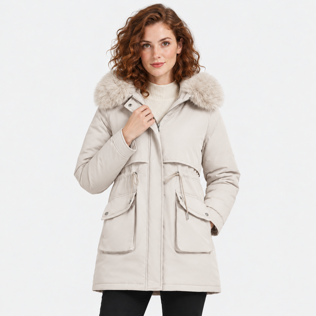 NAJAS | Women's Fur Lined Hooded Winter Parka with Loose Fit