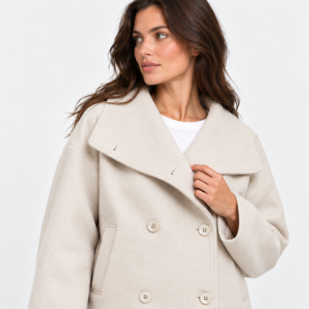 NAJAS | Women’s Double Breasted Coat Stand Collar Elegant Outerwear