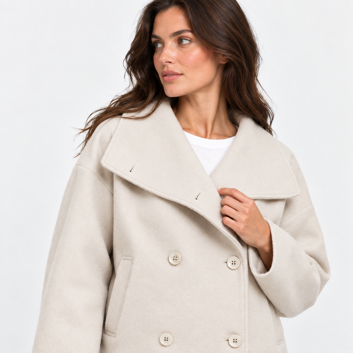 NAJAS | Women’s Double Breasted Coat Stand Collar Elegant Outerwear