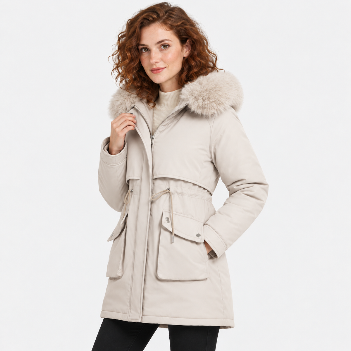 NAJAS | Women's Fur Lined Hooded Winter Parka with Loose Fit
