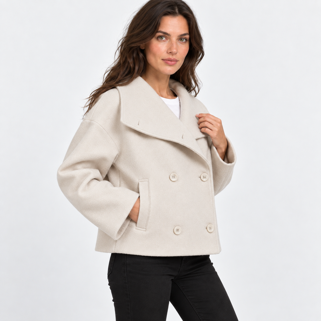NAJAS | Women’s Double Breasted Coat Stand Collar Elegant Outerwear