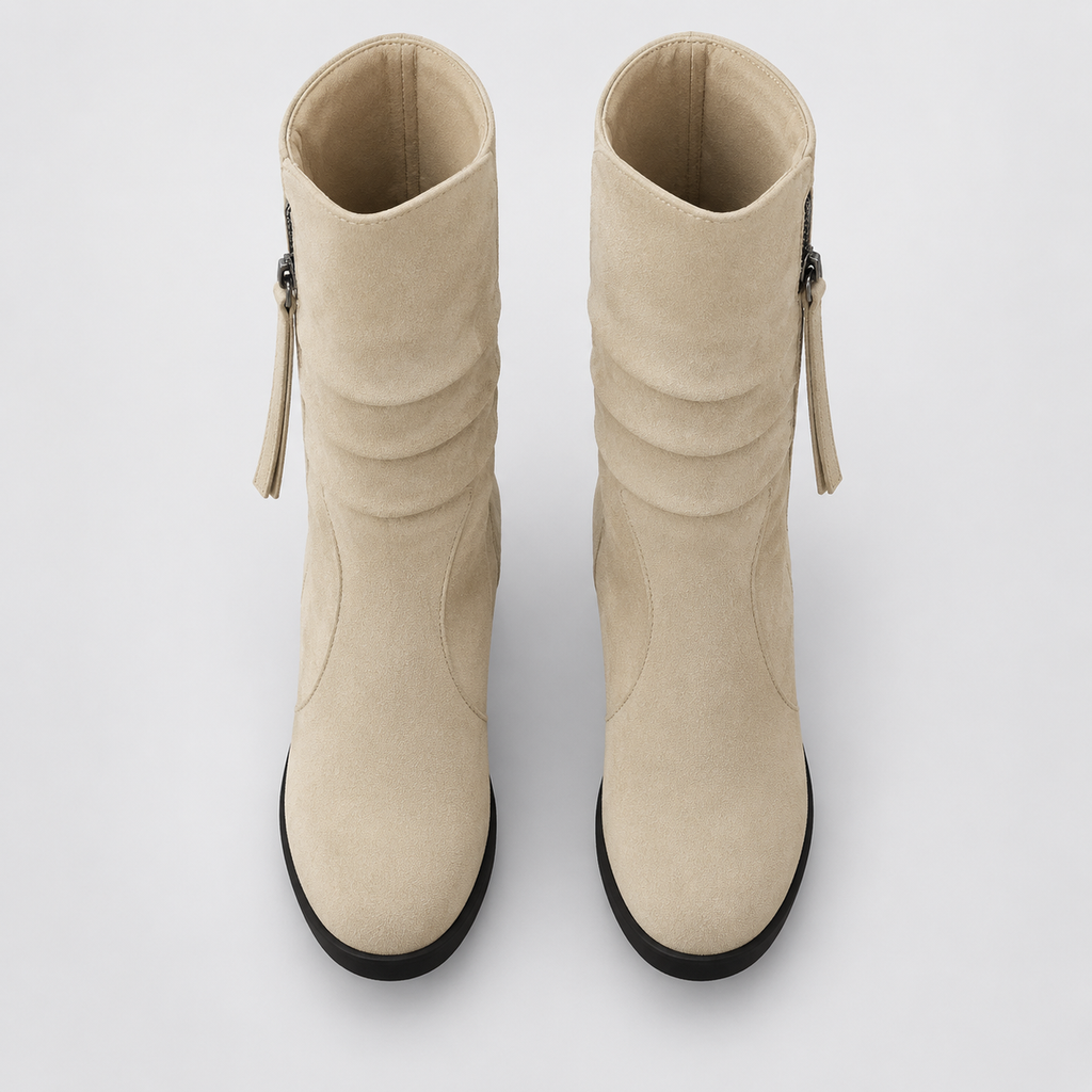 NAJAS | Women’s Suede Chelsea Boots Wedge Heel Waterproof Platform Shoes