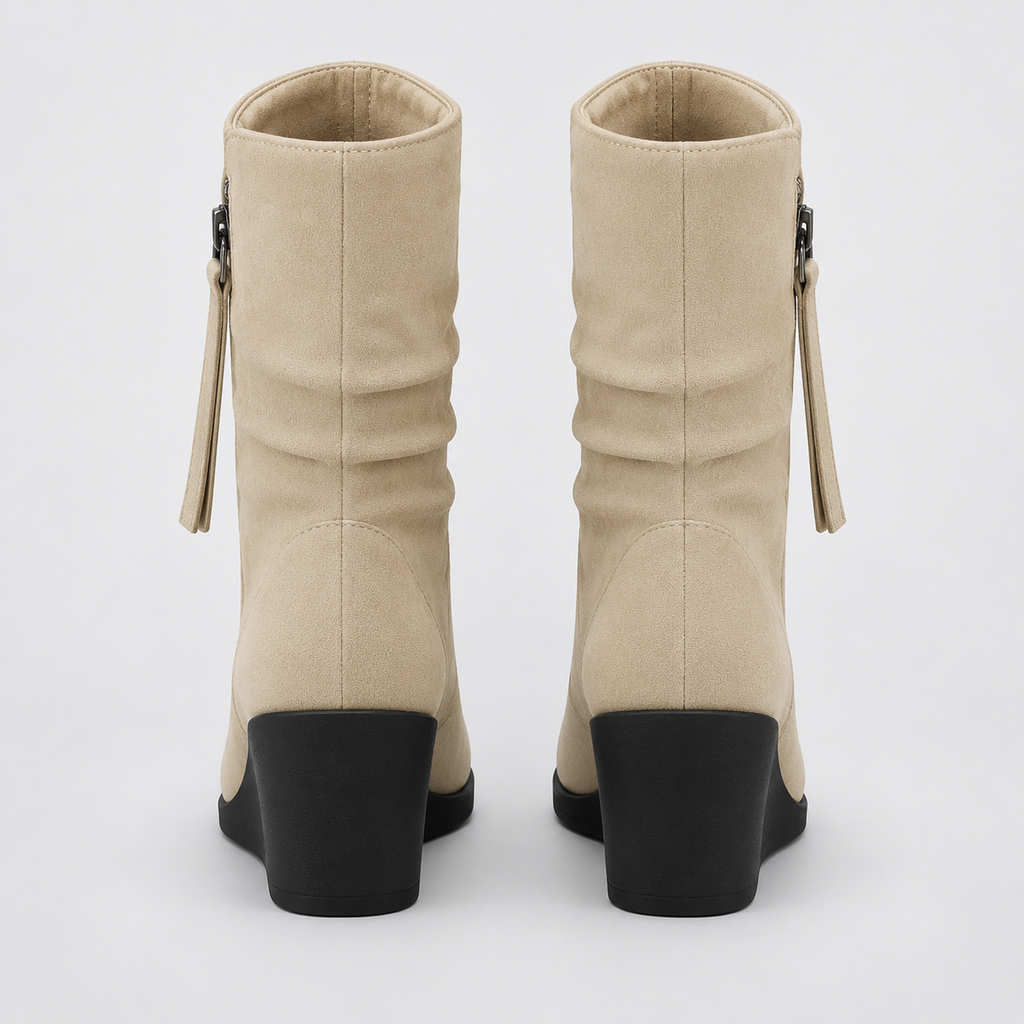 NAJAS | Women’s Suede Chelsea Boots Wedge Heel Waterproof Platform Shoes