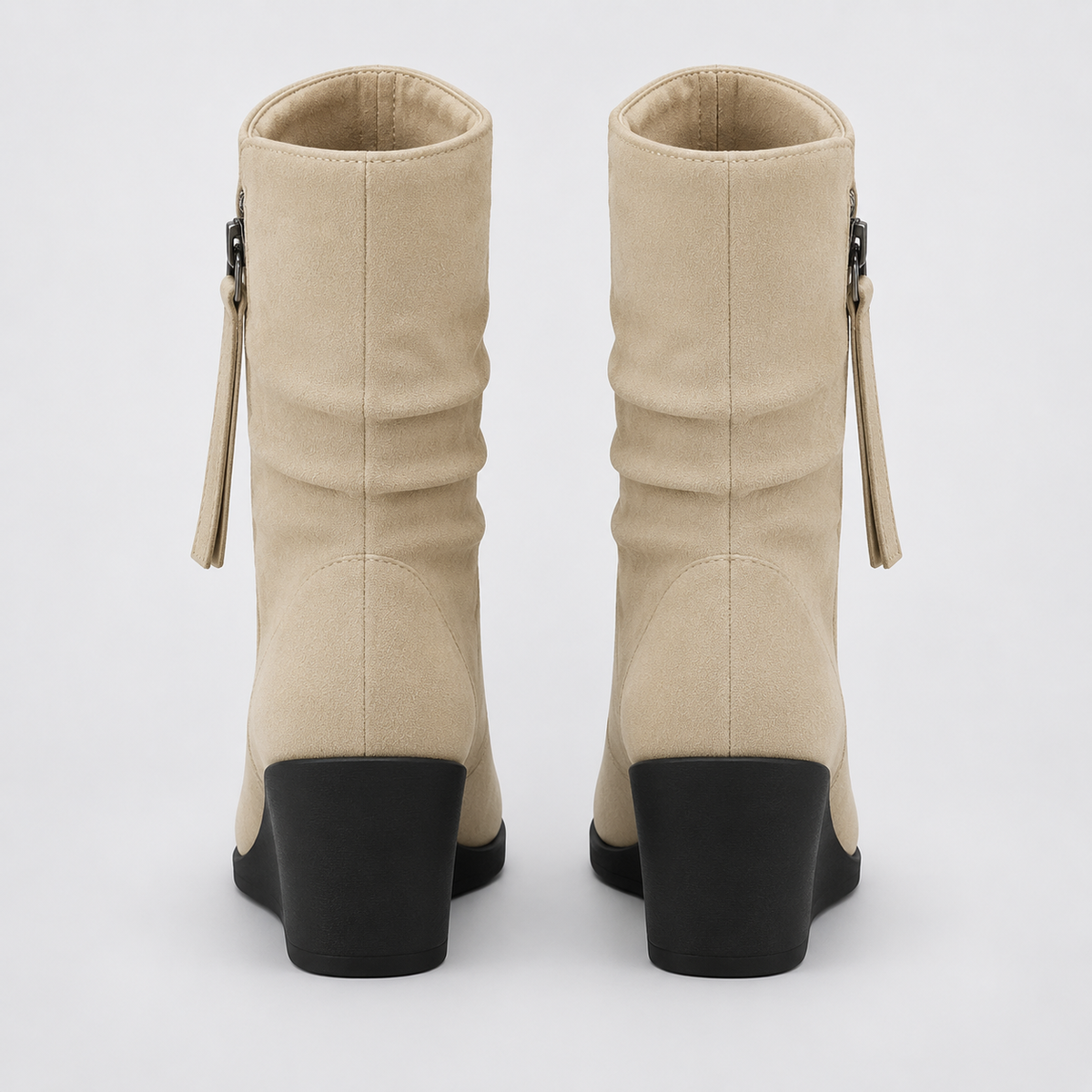 NAJAS | Women’s Suede Chelsea Boots Wedge Heel Waterproof Platform Shoes