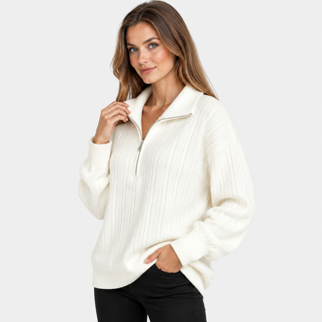 NAJAS | Women’s Knit Sweater Zip Up Pullover Thick Warm Casual Top