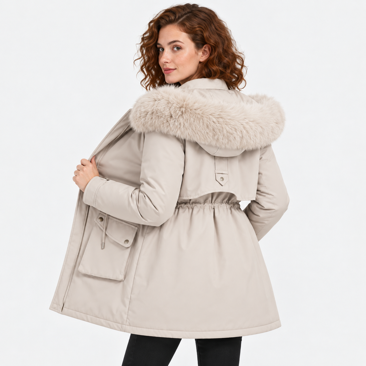 NAJAS | Women's Fur Lined Hooded Winter Parka with Loose Fit