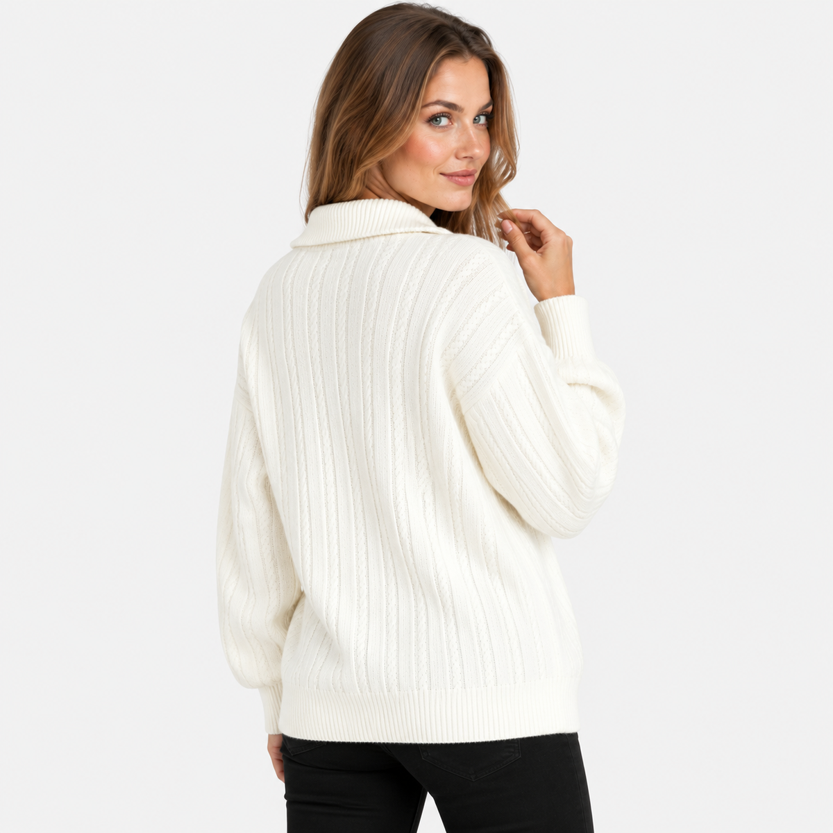 NAJAS | Women’s Knit Sweater Zip Up Pullover Thick Warm Casual Top