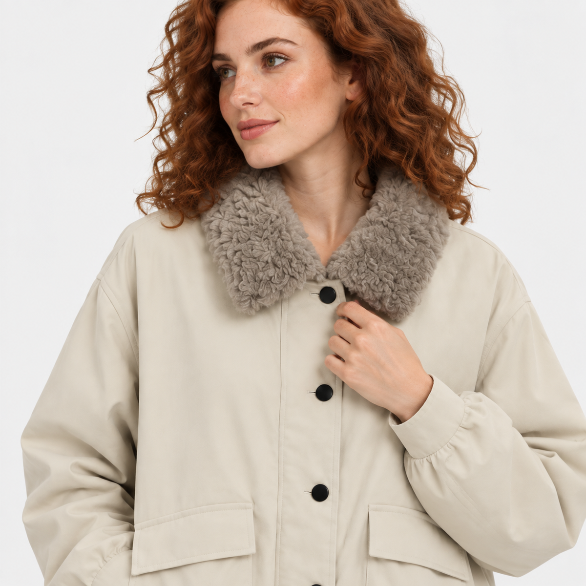 NAJAS | Women’s Fur Collar Jacket Vintage Winter Warm Short Outerwear
