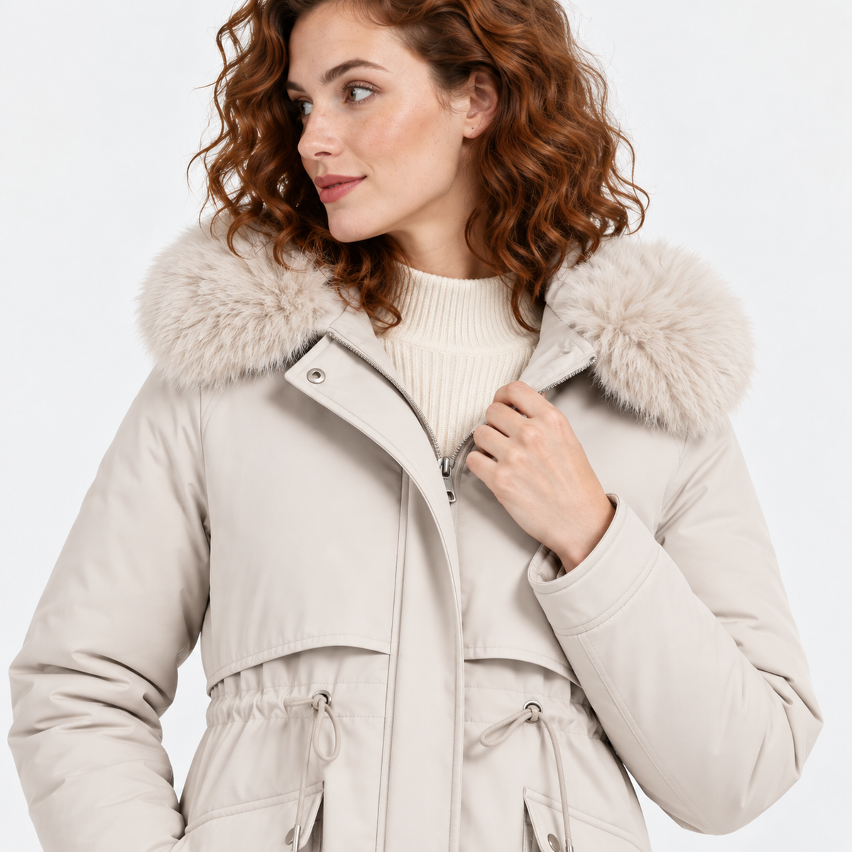 NAJAS | Women's Fur Lined Hooded Winter Parka with Loose Fit