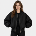 NAJAS | Women’s Solid Color Jacket Rabbit Fur Detail Long Sleeve Coat